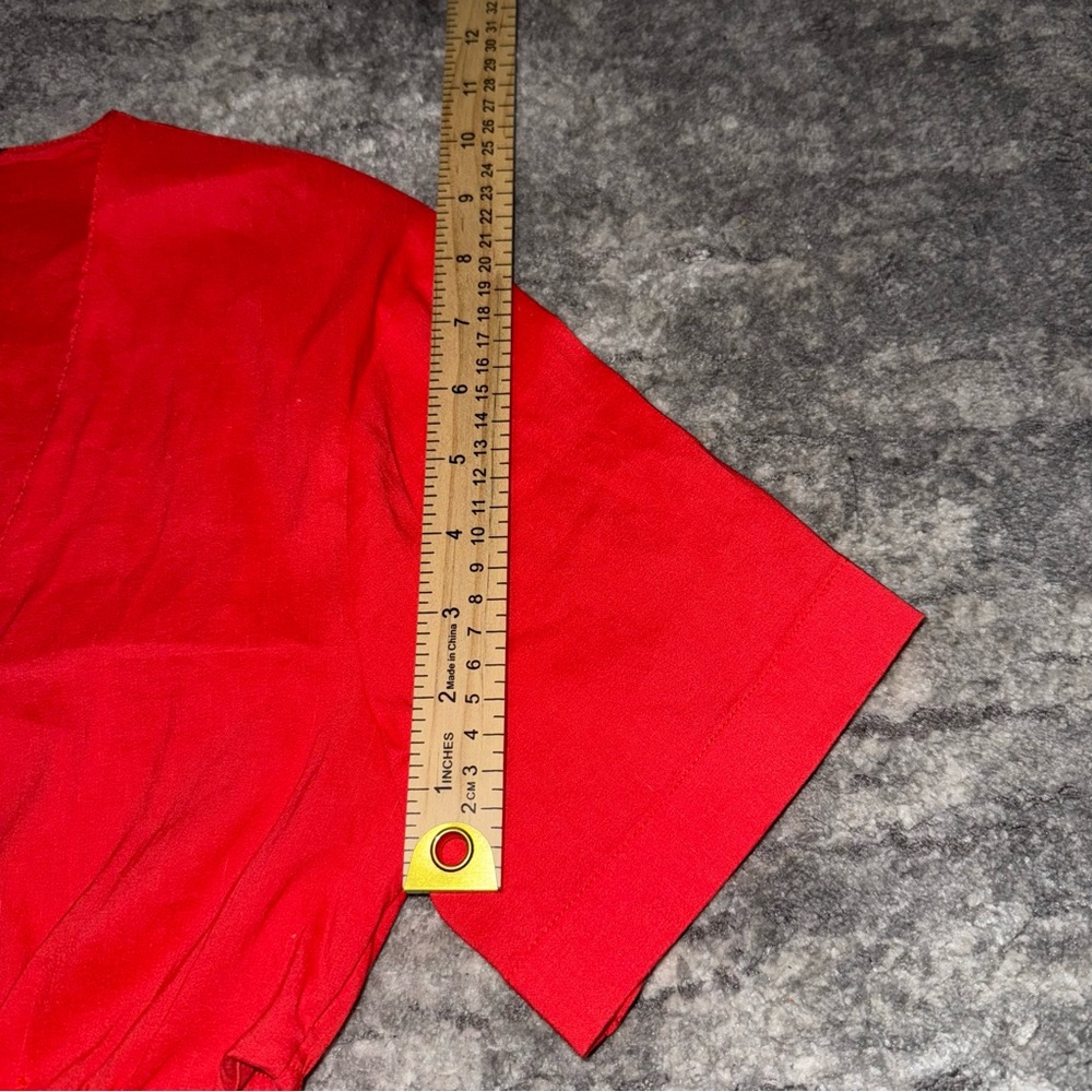 Zara top Crop Women waist‎ tie linen shirt blouse S - Picture 6 of 7